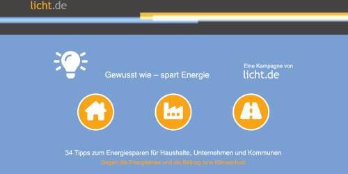 34 Tipps von licht.de zum Energiesparen für Haushalte, Unternehmen und Kommunen