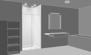 Durch Licht können Zonen und Funktionsbereiche gut hervorgehoben und voneinander abgegrenzt werden. Für die Duschzone gut geeignet: Deckeneinbauleuchten mit fokussiertem Lichtkegel. Eine getrennt voneinander schaltbare Lichtzone am Spiegel und über der Badewanne ergänzt das gute Licht-Raumgefühl.