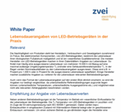 Titelbild des ZVEI-White Papers "Lebensdauerangaben von LED-Betriebsgeräten in der Praxis"